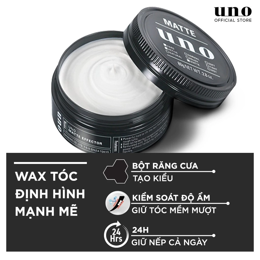 Sáp vuốt tóc tạo kiểu UNO Hybrid Hard/ Matte Effector 80g