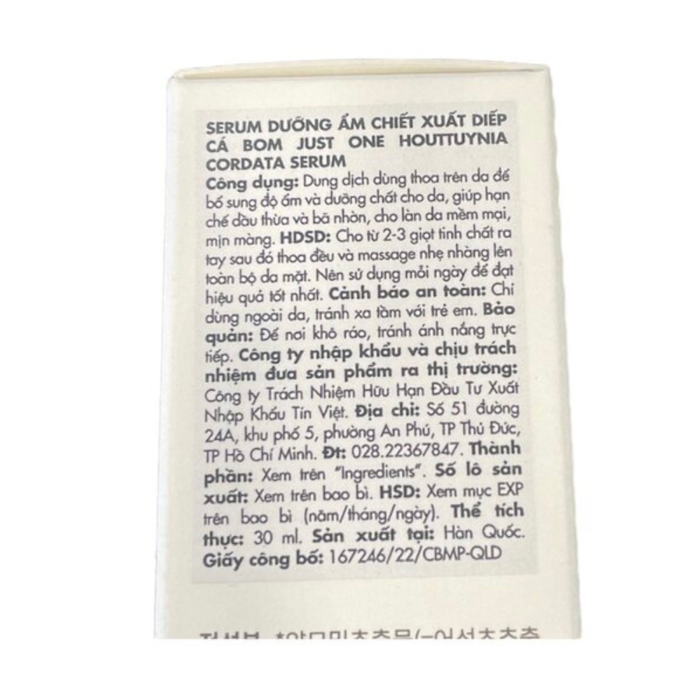 Serum B.O.M Just One chiết xuất diếp cá cho da mụn 30ml