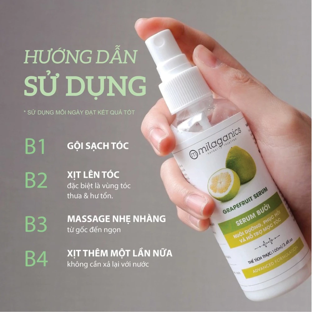 Serum bưởi Milaganics ngừa rụng & kích thích mọc tóc 100ml /150ml /250ml /500ml
