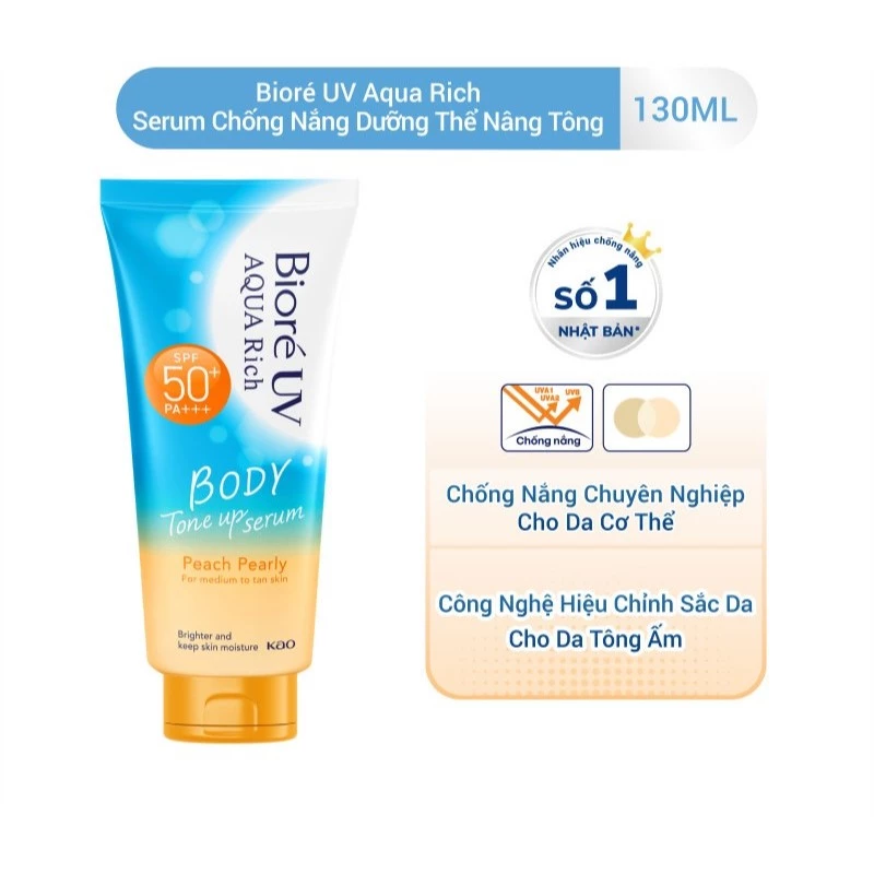 Serum chống nắng dưỡng thể Bioré Peach Pearly 130ml