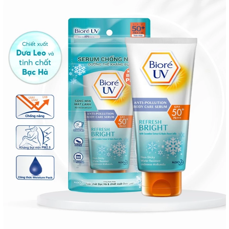 Serum chống nắng dưỡng thể Bioré sáng mịn mát lạnh 50ml/150ml