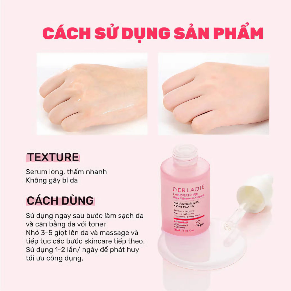 Serum Derladie Niacinamide 20% giảm mụn, mờ thâm đỏ 30ml