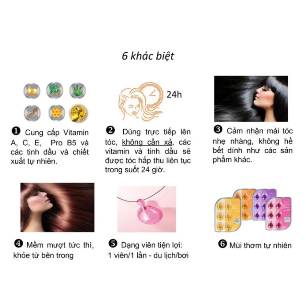 Serum dưỡng tóc Ellips Keratin vỉ 6 viên