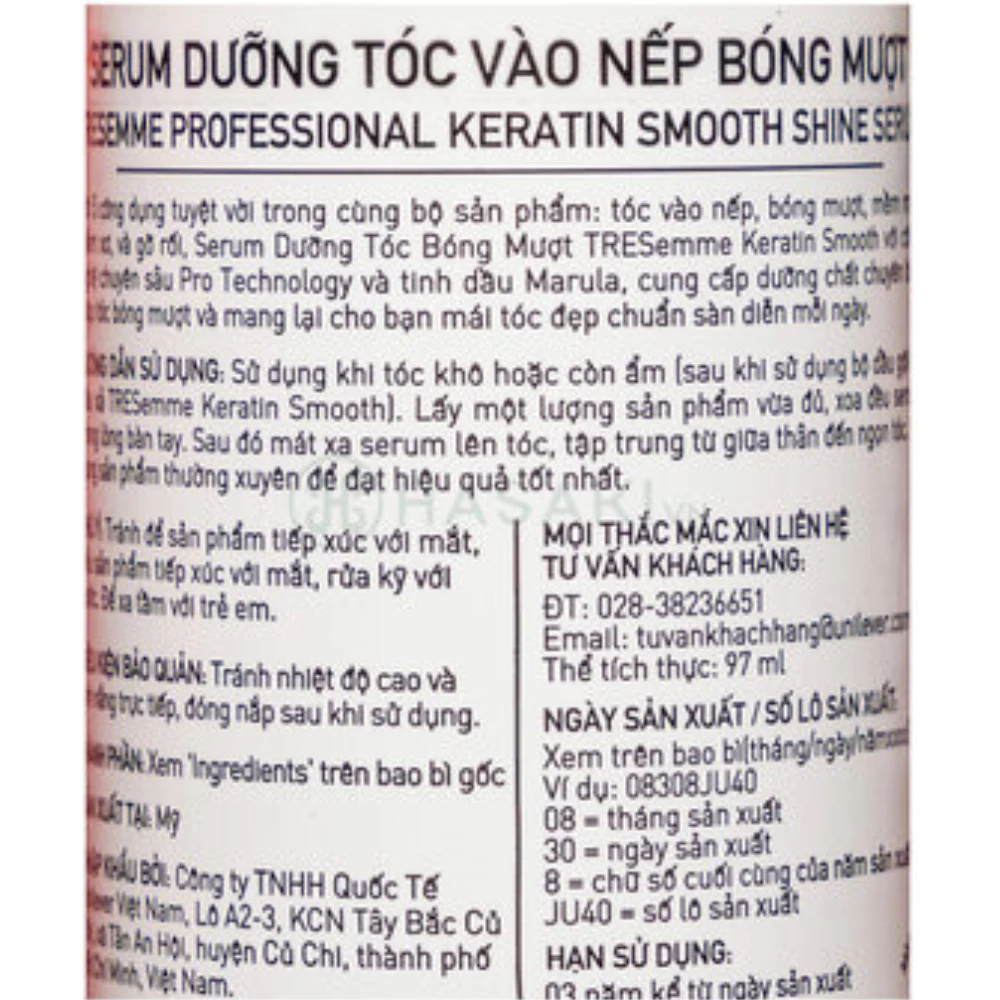 Serum dưỡng tóc TRESemmé vào nếp bóng mượt 97ml