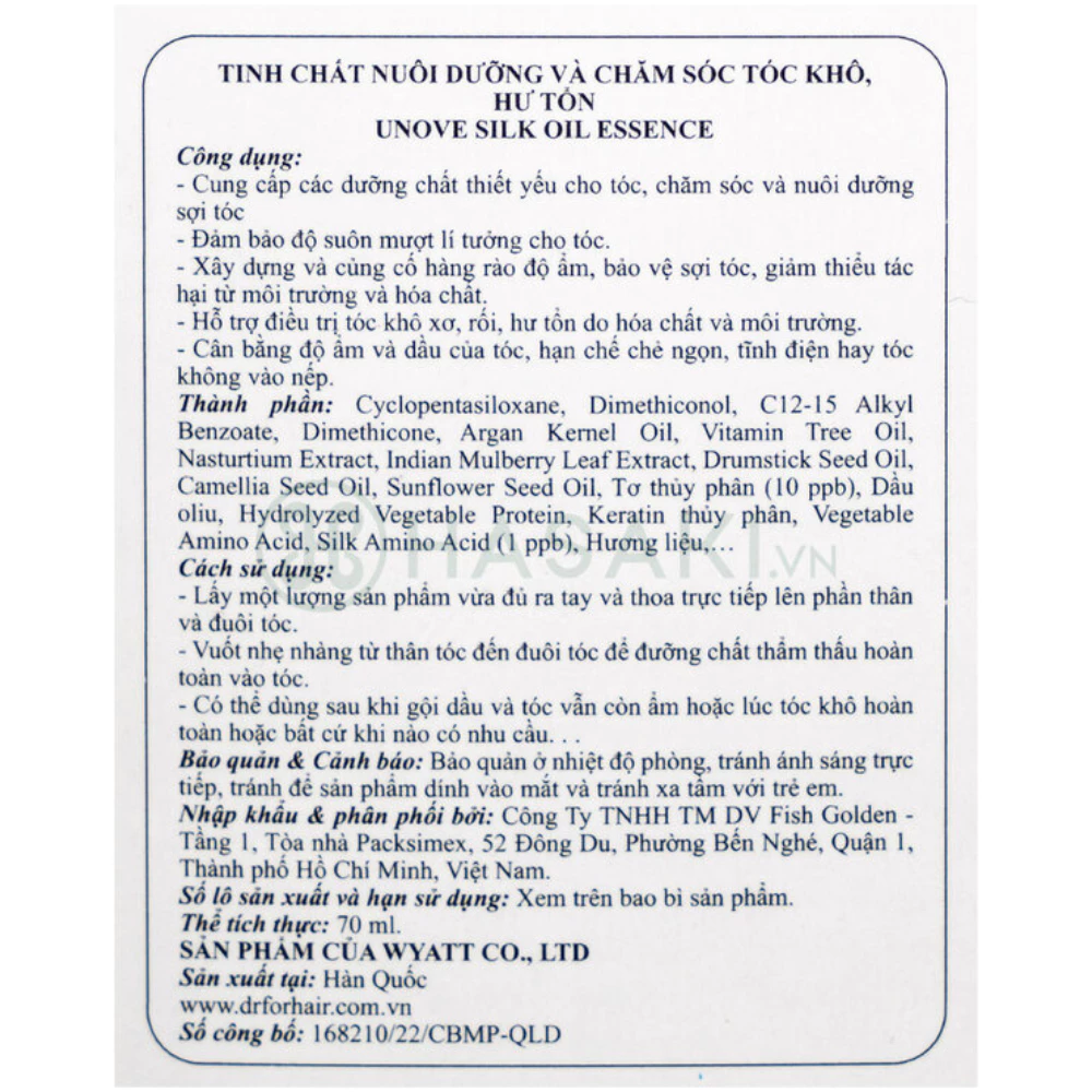 Serum dưỡng tóc Unove chăm sóc tóc khô và hư tổn 70ml