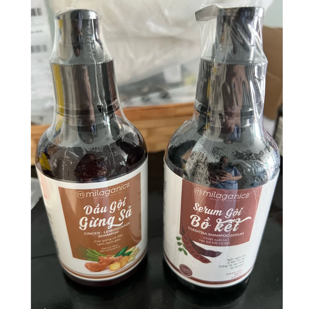 Serum gội Bồ Kết Milaganics đen mượt óng ả 250ml