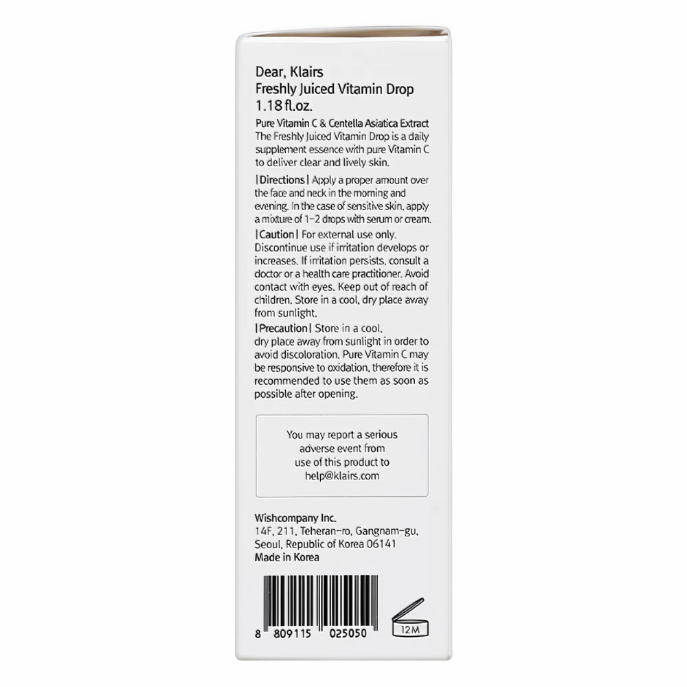 Serum Klairs vitamin C cho da nhạy cảm 35ml.