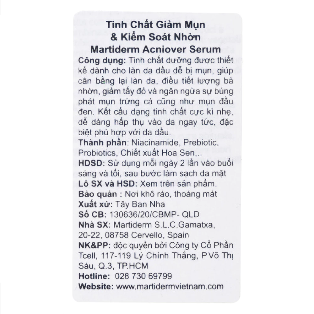 Serum Martiderm giảm mụn và kiểm soát nhờn 30ml
