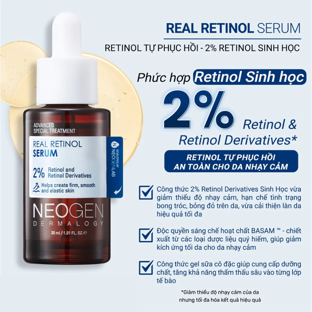 Serum Neogen Dermalogy 2% retinol sinh học phục hồi da 30ml