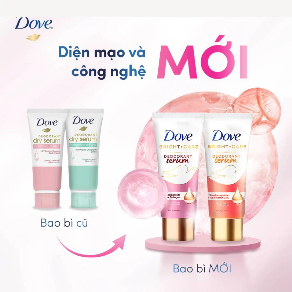 Serum ngăn mùi Dove giúp da sáng mịn đều màu/Mờ thâm thu nhỏ lỗ chân lông 40ml