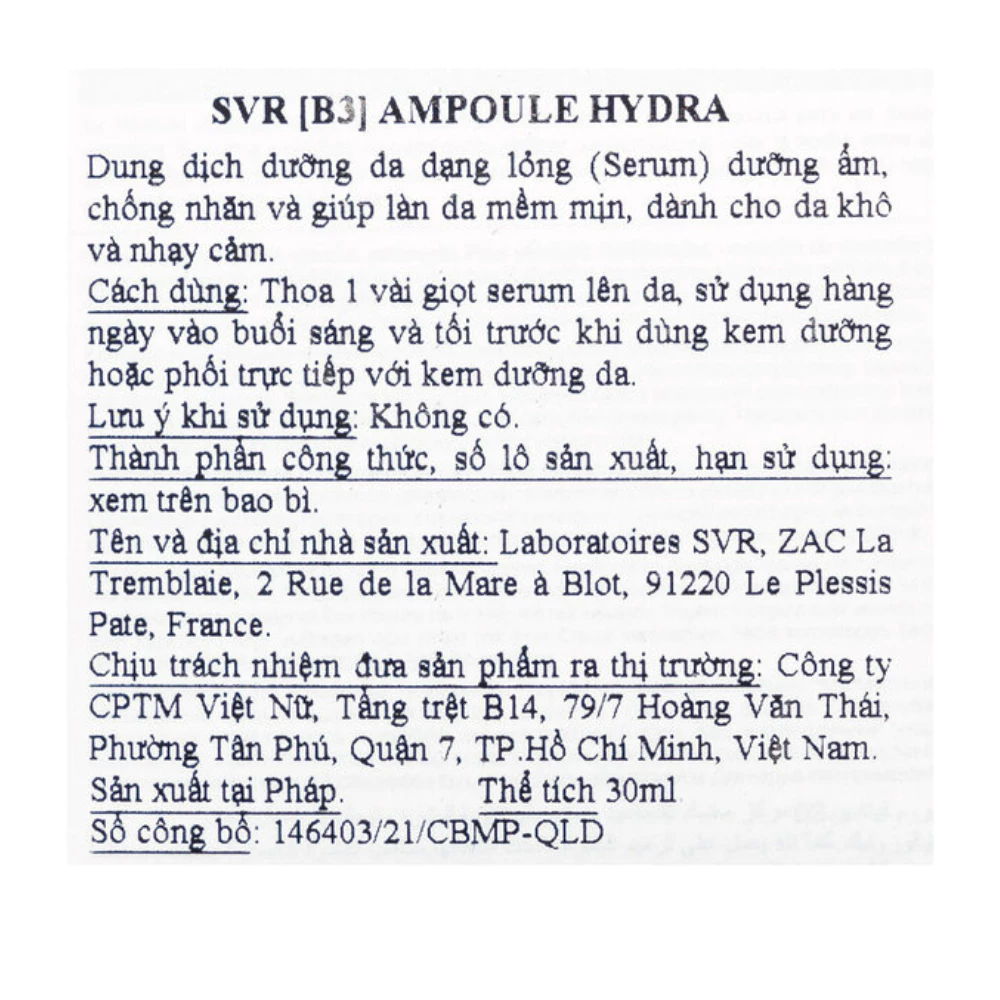 Serum SVR ngừa nếp nhăn, phục hồi và dưỡng ẩm da 30ml