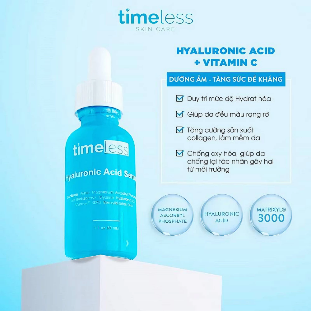 Serum Timeless HA + Vitamin C cấp ẩm, làm sáng da 30ml