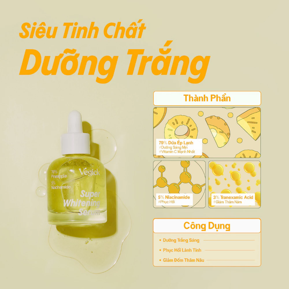 Serum Vegick chiết xuất Dứa dưỡng sáng da 30ml