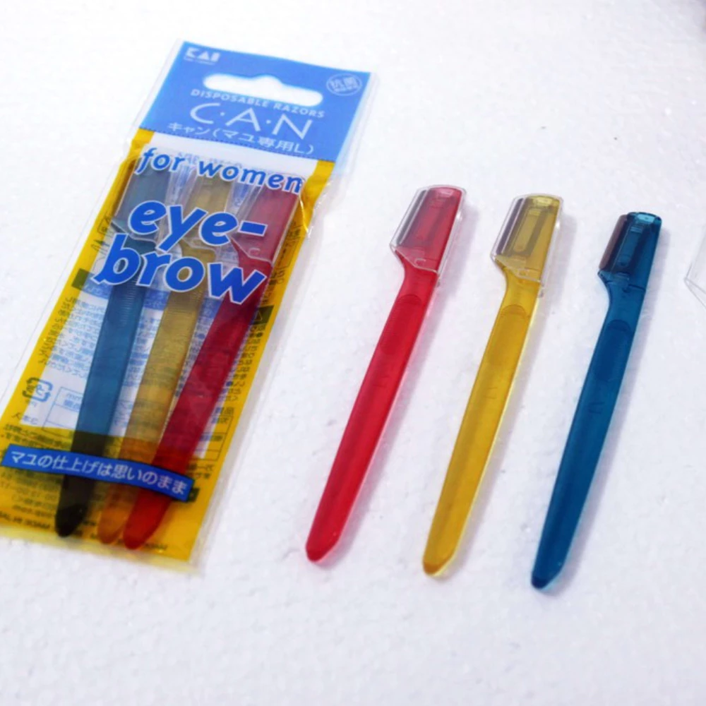 Set 3 dao cạo lông mày KAI lưỡi đơn cán ngắn CAML-3P4