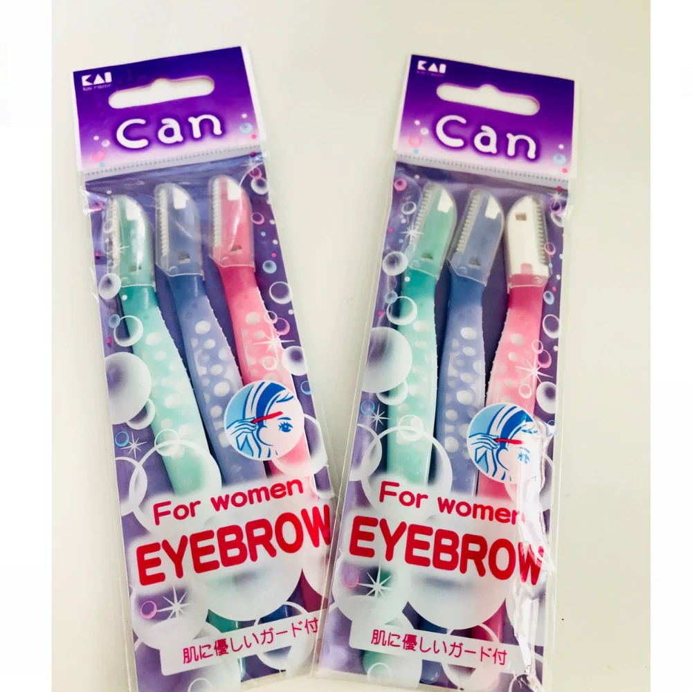 Set 3 dạo cạo lông mày KAI lưỡi đơn thân nhựa CBM-3P