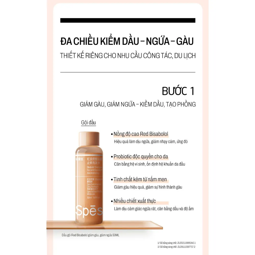 Set 3 sản phẩm gội xả sữa tắm Spes travel kit 50ml