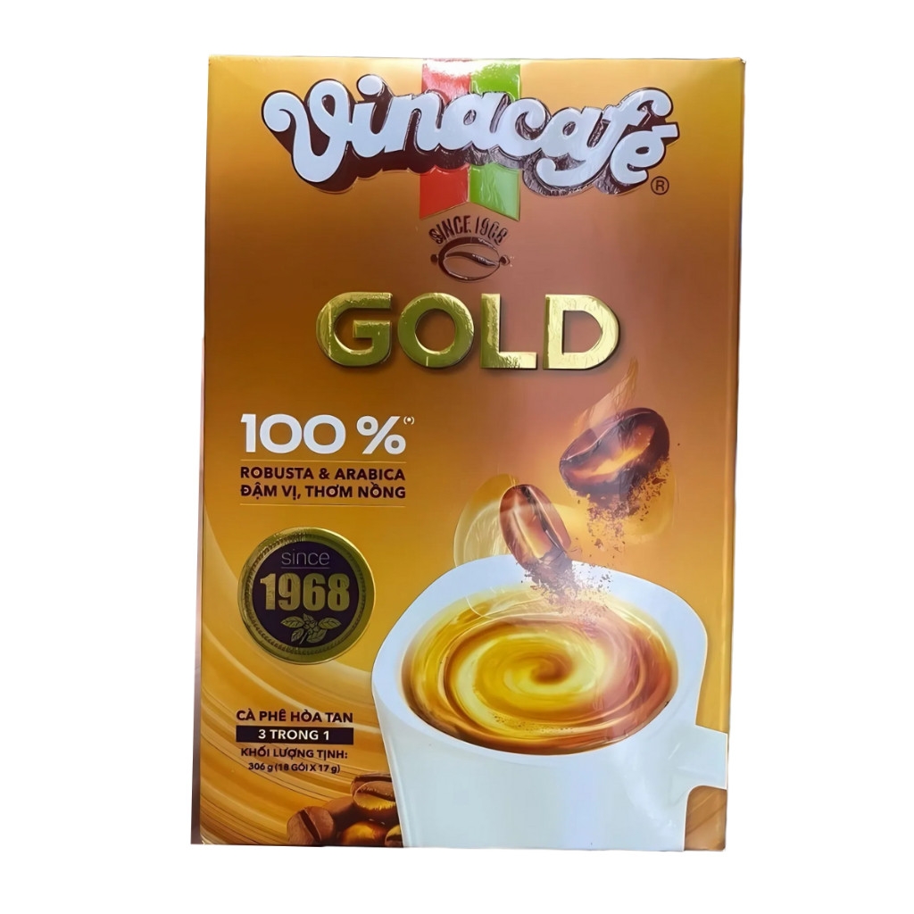 (Combo 1/2/5 hộp) Cà phê hòa tan Vinacafe Gold original (miền Bắc) hộp 306g/(miền Nam) hộp 360g