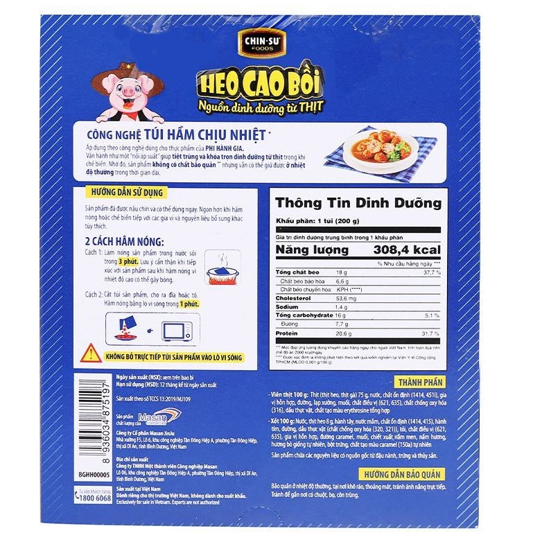 (1 hộp/combo 2/5 hộp) Thịt viên 3 phút Heo Cao Bồi hộp 200g