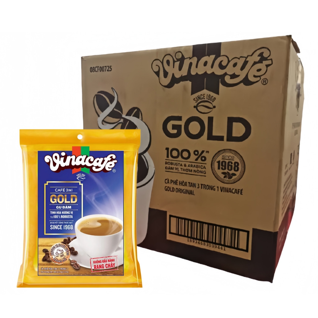 (Combo 5 gói/thùng 20 gói) Cà phê hòa tan 3in1 Vinacafe Gold gu đậm 480g (20 gói x 24g)