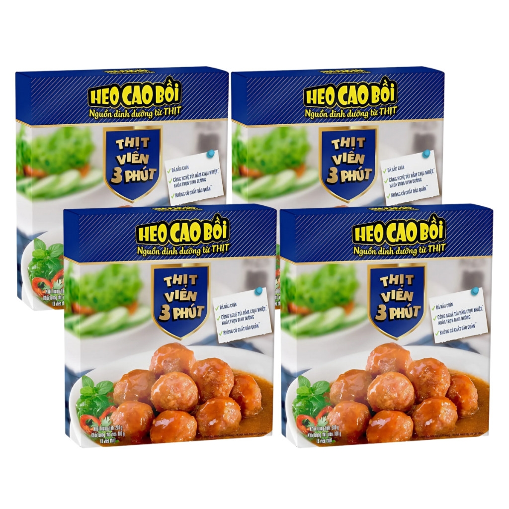 (1 hộp/combo 2/5 hộp) Thịt viên 3 phút Heo Cao Bồi hộp 200g