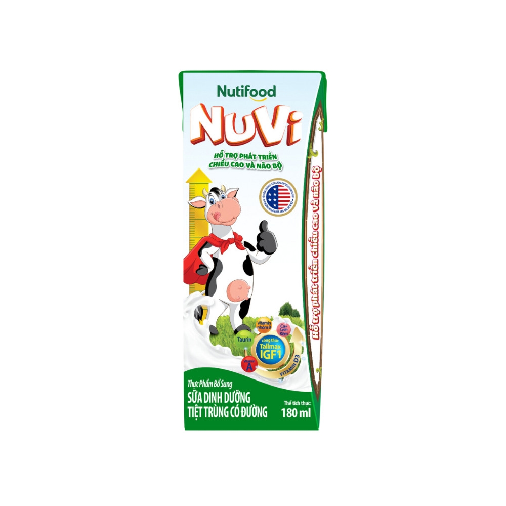 Thùng 48 hộp sữa dinh dưỡng tiệt trùng có đường Nuvi 110ml/180ml