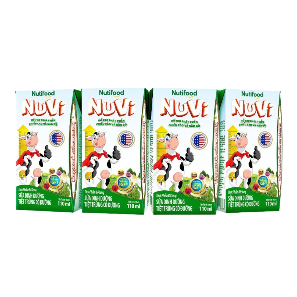 Thùng 48 hộp sữa dinh dưỡng tiệt trùng có đường Nuvi 110ml/180ml