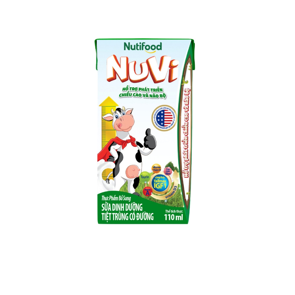 Thùng 48 hộp sữa dinh dưỡng tiệt trùng có đường Nuvi 110ml/180ml