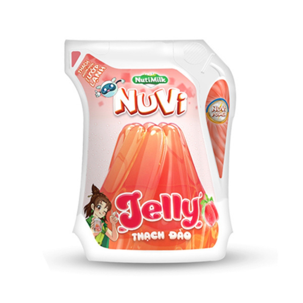 Thùng 24 túi Jelly Nuvi thạch đào/nho/lúa mạch cacao 110ml