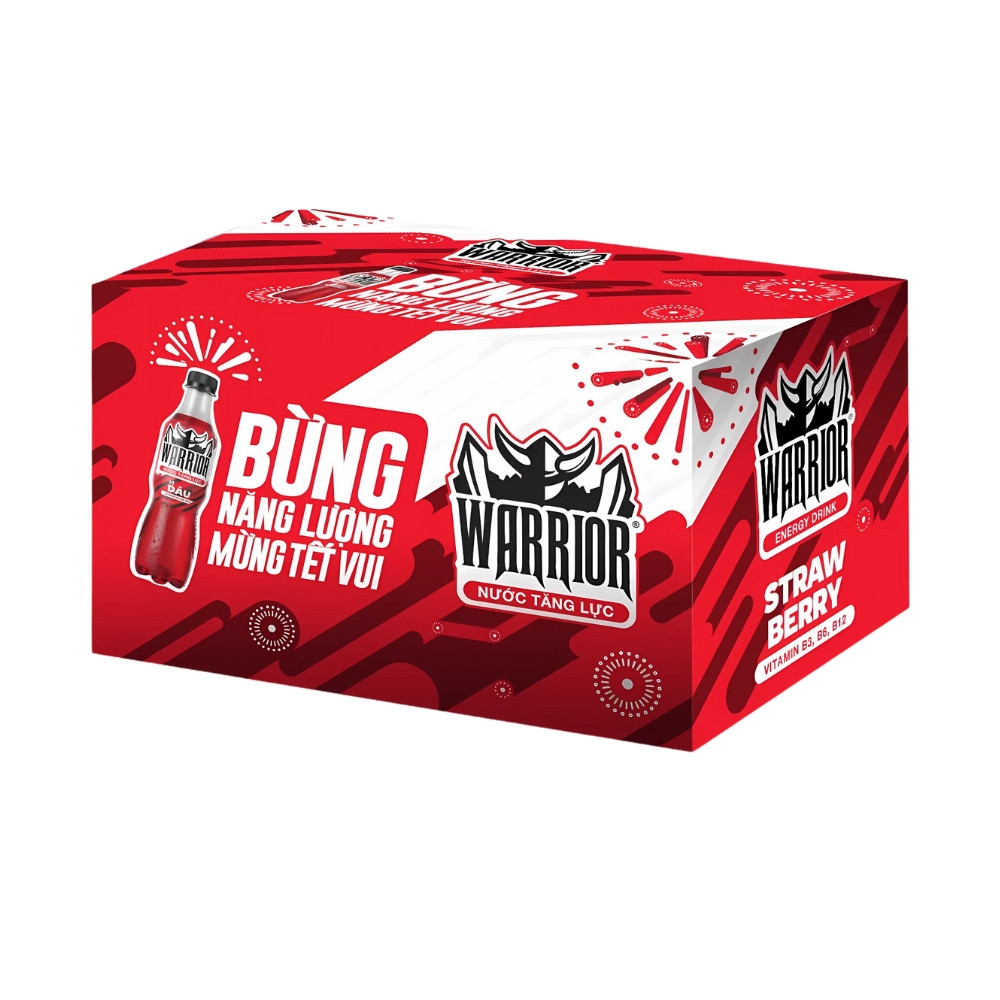 Thùng 24 chai/lon nước tăng lực Warrior vị nho/ dâu 325/330ml