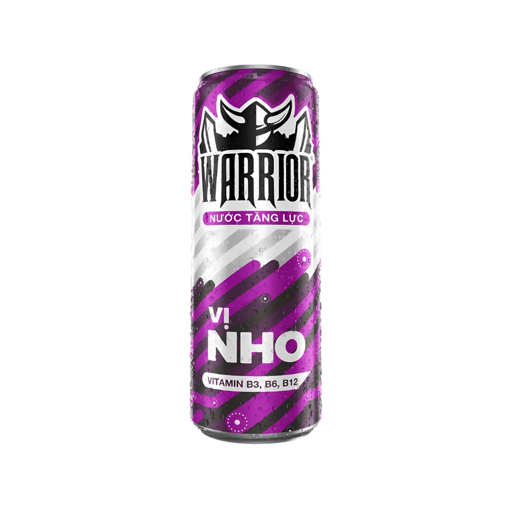 Thùng 24 chai/lon nước tăng lực Warrior vị nho/ dâu 325/330ml