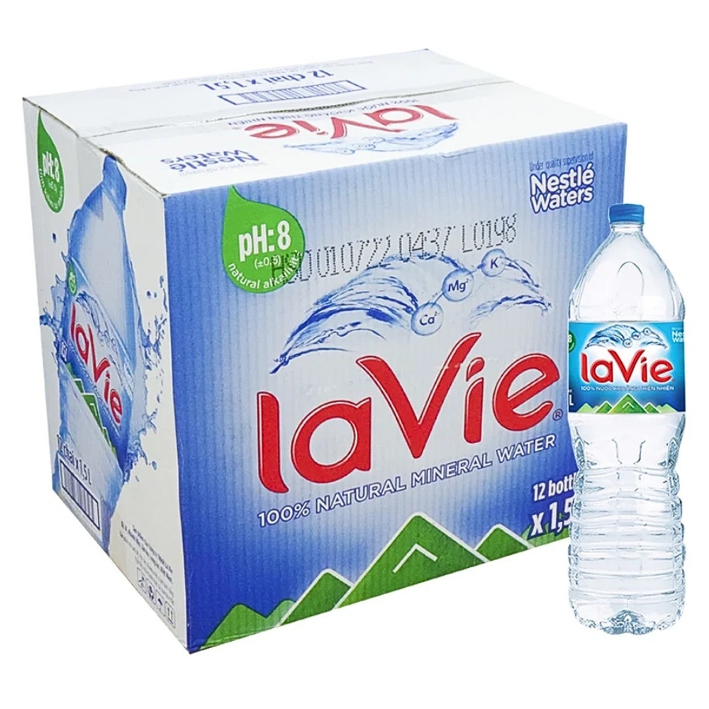 Thùng 12/24 chai nước khoáng La vie chai 350ml/500ml/1.5 lít