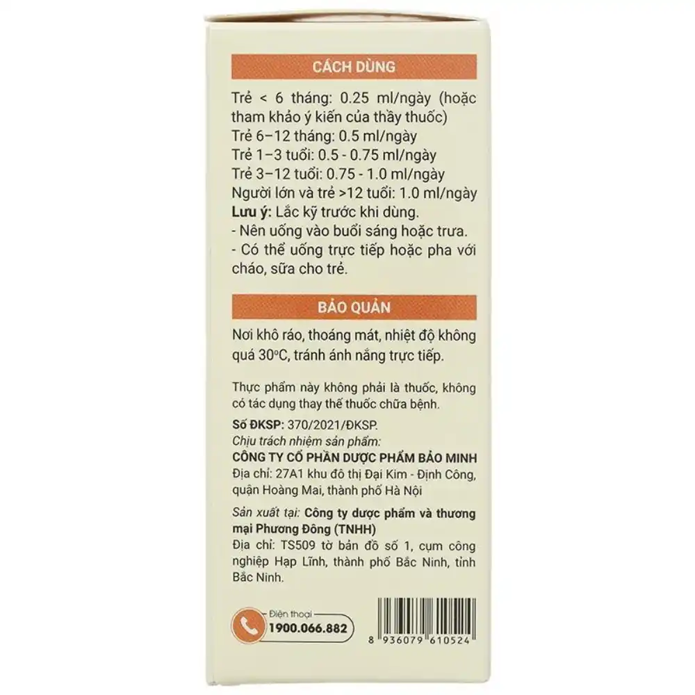 Siro Avisure D3-MK7 hỗ trợ hấp thu canxi 20 ml cho bé từ 0 tháng tuổi