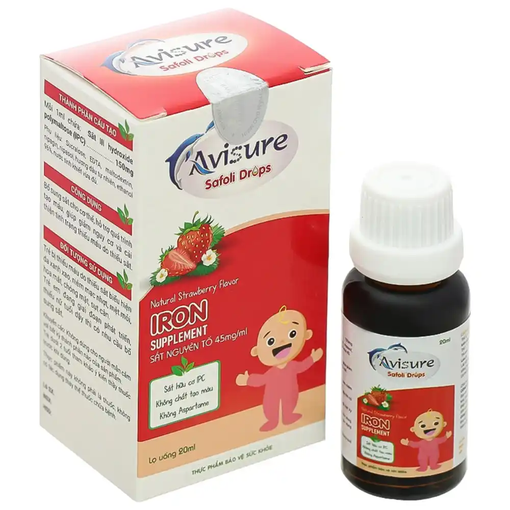 Siro Avisure Safoli bổ sung sắt, hỗ trợ tạo máu 20 ml cho bé từ 0 tháng tuổi