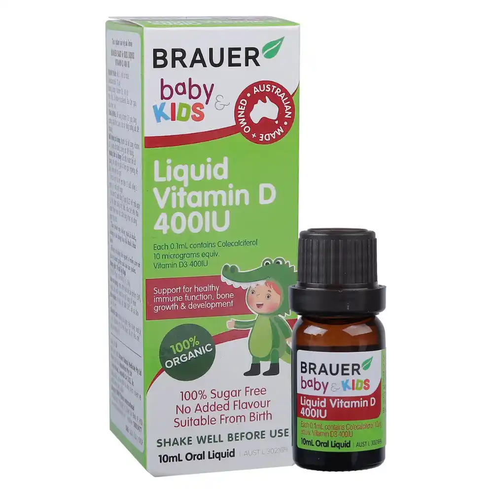 Siro Brauer baby & kids liquid vitamin D 400IU 10ml dành cho bé từ sơ sinh