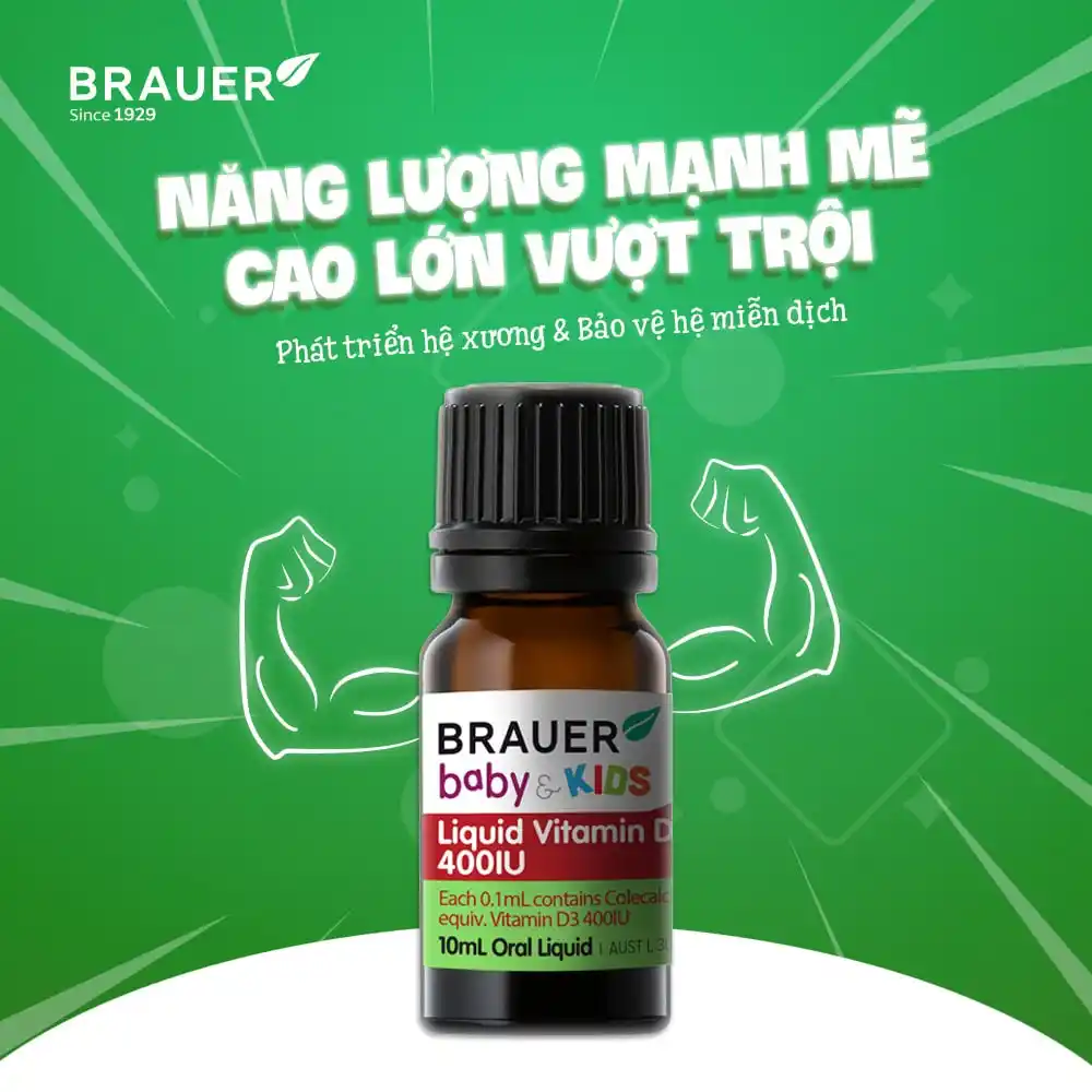Siro Brauer baby & kids liquid vitamin D 400IU 10ml dành cho bé từ sơ sinh