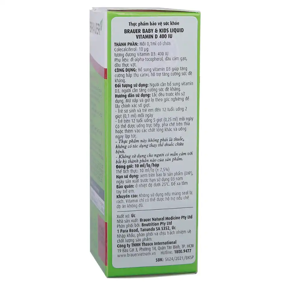 Siro Brauer baby & kids liquid vitamin D 400IU 10ml dành cho bé từ sơ sinh