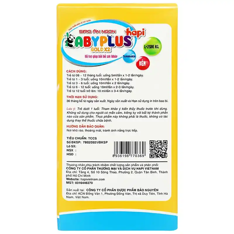 Siro Hapi VietNam Baby Plus giúp ăn ngon, bồi bổ sức khỏe 30 gói (từ 6 tháng)