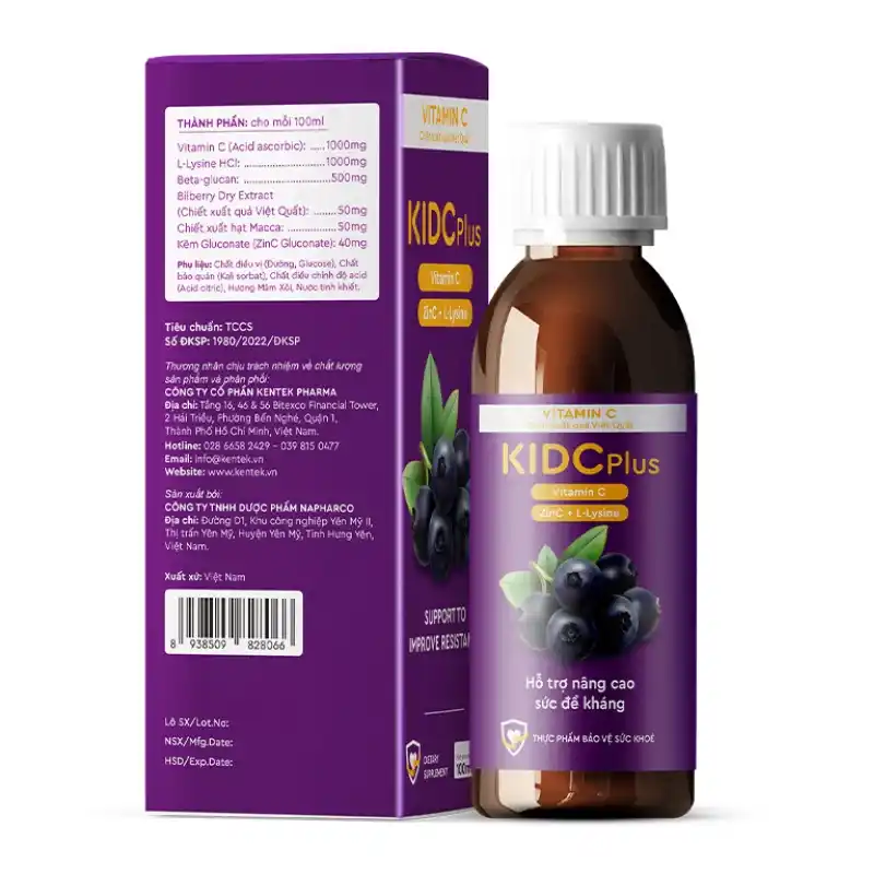Siro Kentek KIDCPlus hỗ trợ tăng cường hệ miễn dịch 100 ml (từ 3 tuổi)