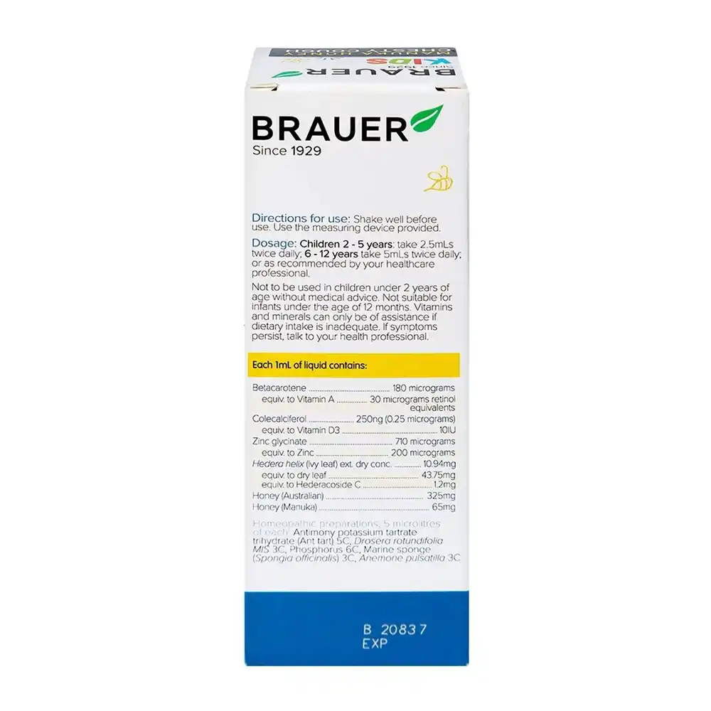 Siro trị ho có đờm Brauer Kids Chesty Cough 100ml (Úc)