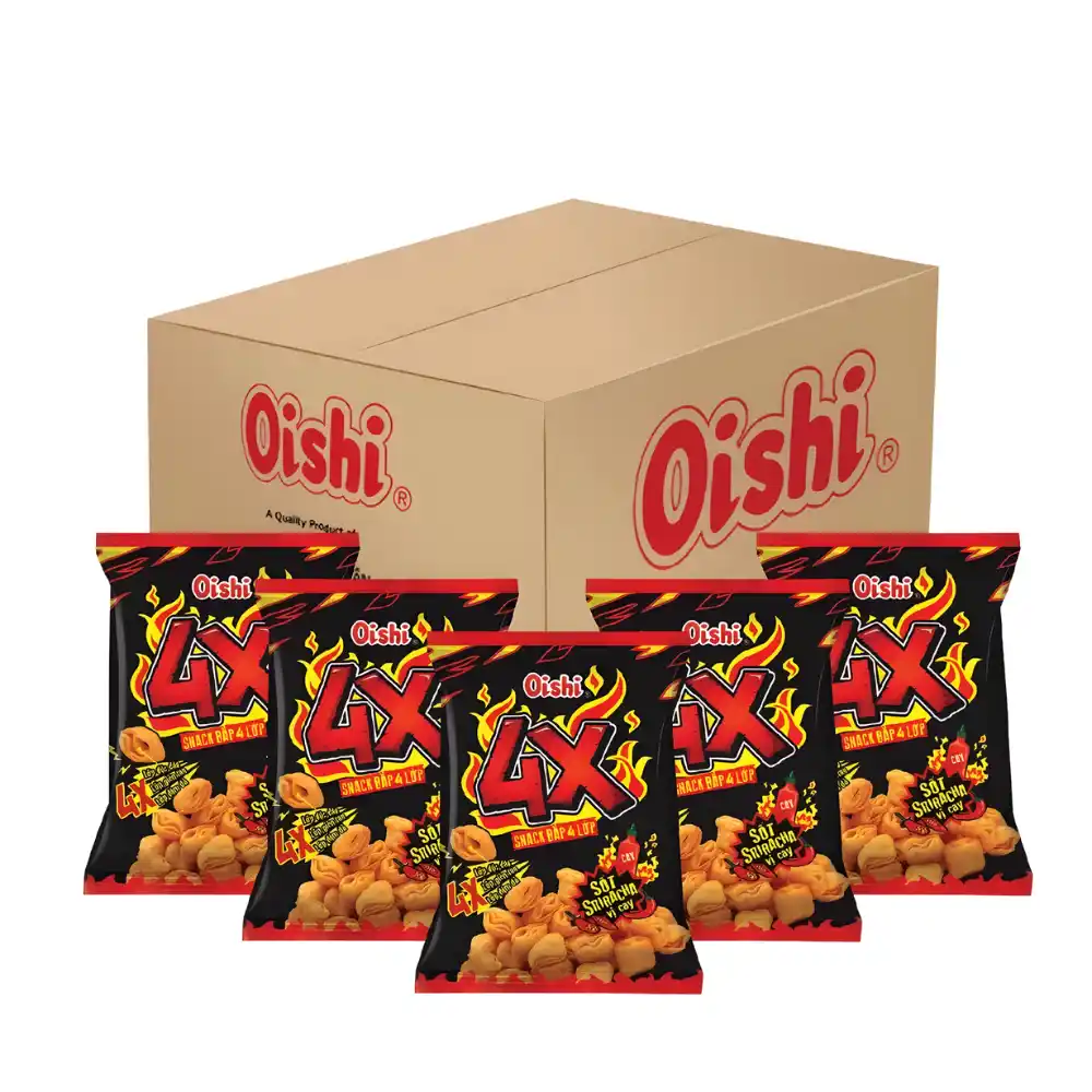 Snack bắp Oishi 4X sốt Sriracha vị cay gói 34g