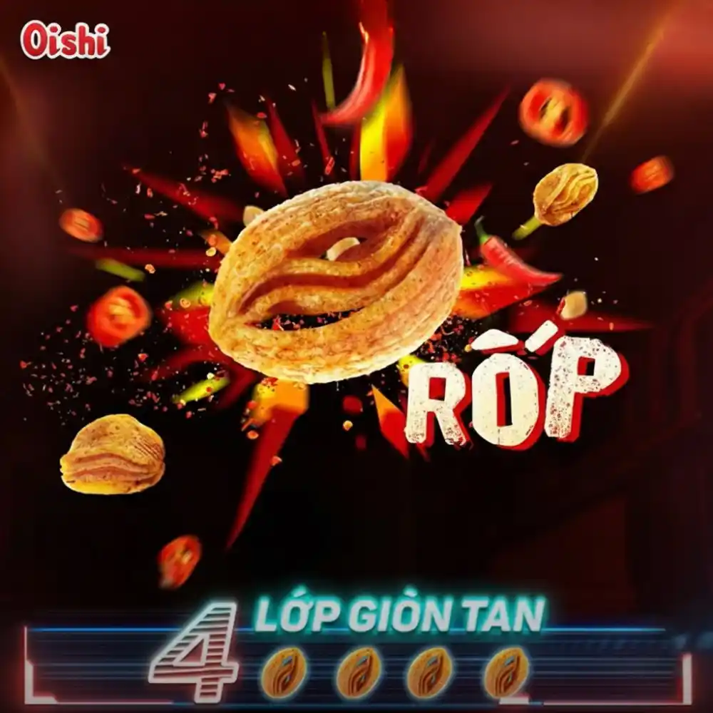 Snack bắp Oishi 4X sốt Sriracha vị cay gói 68g