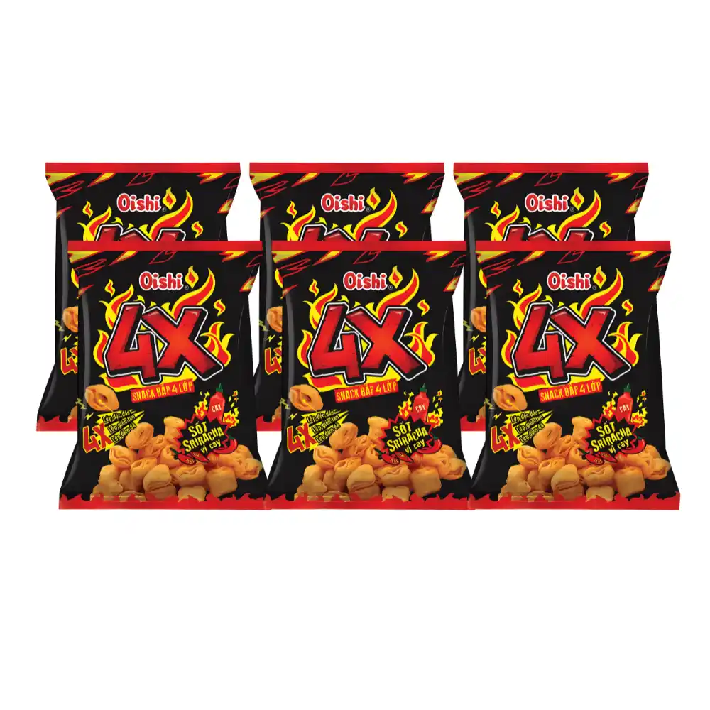 Snack bắp Oishi 4X sốt Sriracha vị cay gói 68g