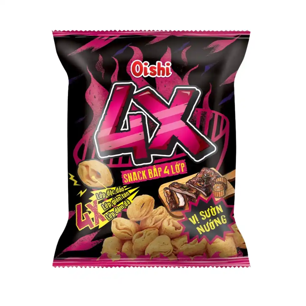 Snack bắp Oishi 4X vị sườn nướng gói 68g