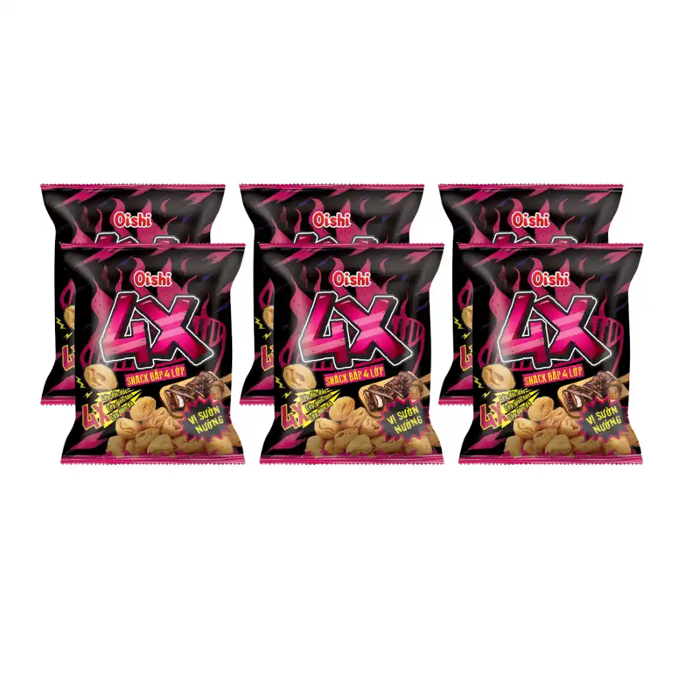 Snack bắp Oishi 4X vị sườn nướng gói 68g