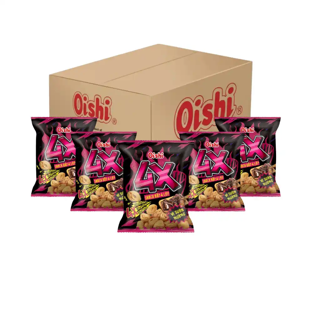 Snack bắp Oishi 4X vị sườn nướng gói 68g