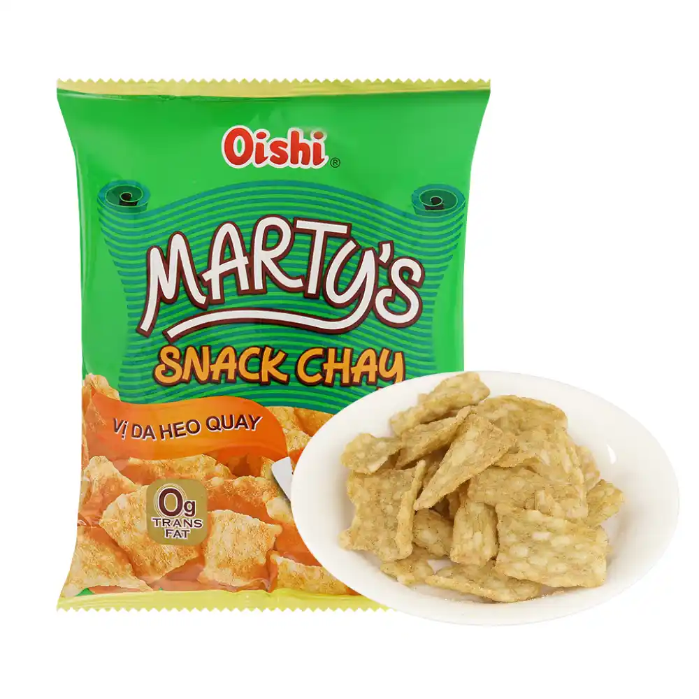 Snack chay Oishi vị da heo quay gói 34g