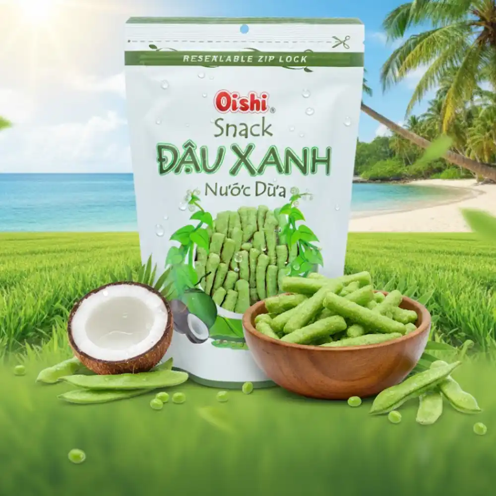 Snack đậu xanh nước dừa Oishi gói 70g