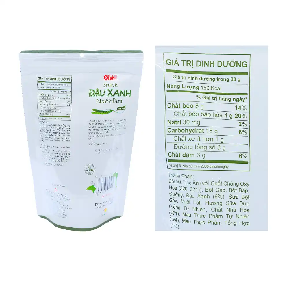 Snack đậu xanh nước dừa Oishi gói 70g