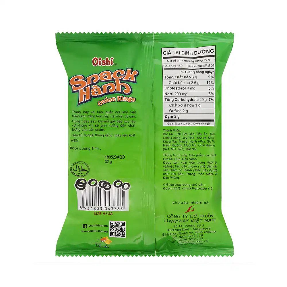 Snack hành Oishi gói 68g