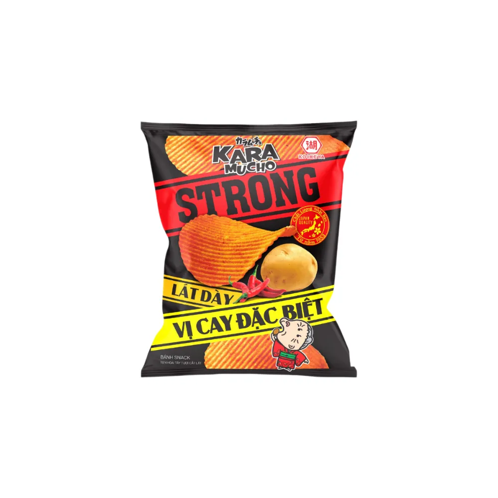 Snack khoai tây Koikeya Karamucho Strong lát dày vị cay đặc biệt gói 25g